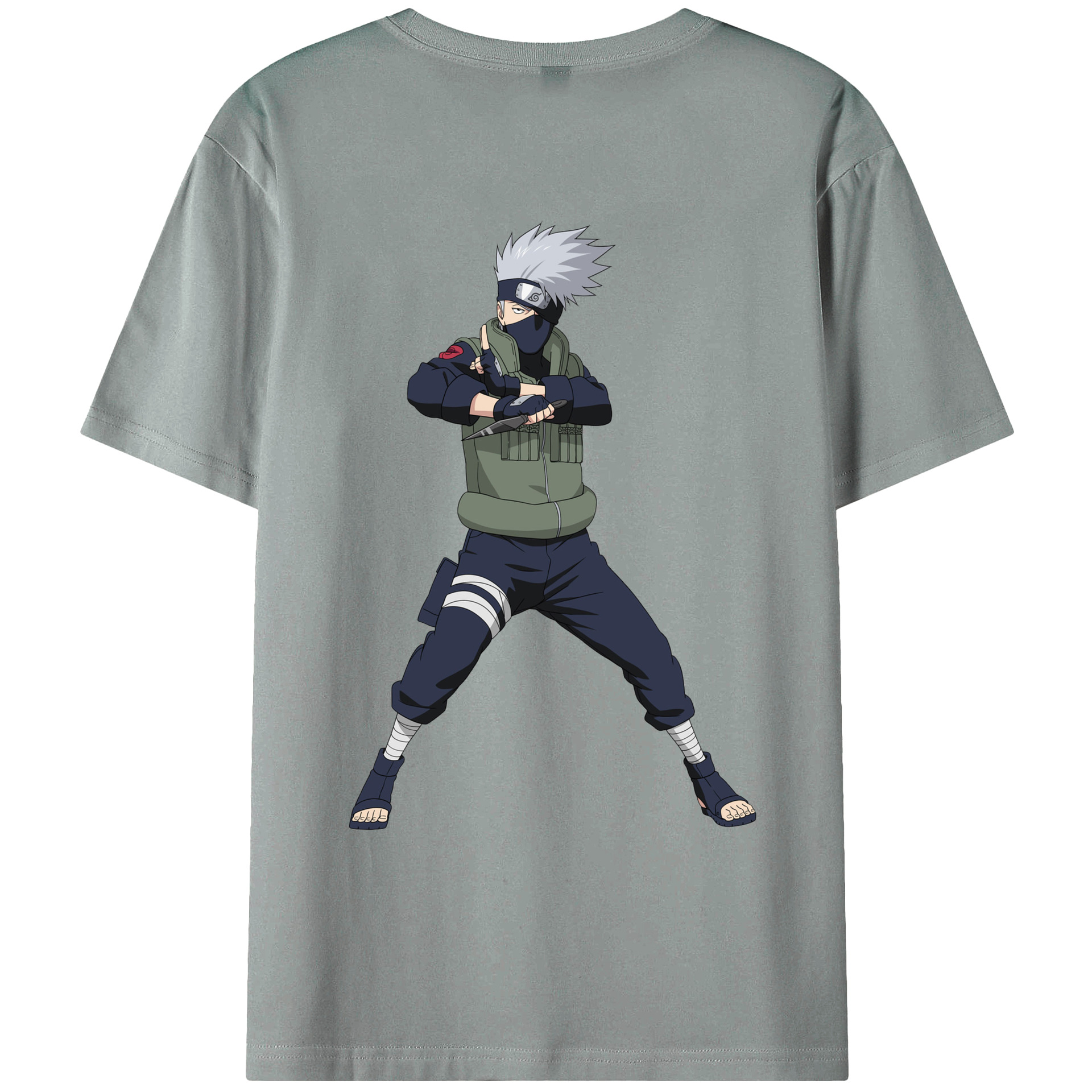 （画像用） NARUTO -ナルト- はたけ カカシ Hatake Kakashi 綿100％ メンズ半袖Tシャツ（バックプリント） 通気性